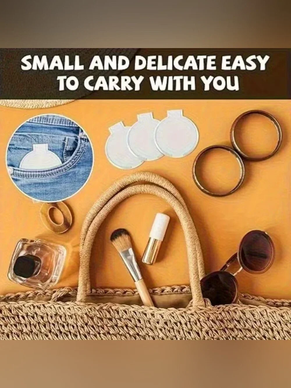 Compact Folding Pocket Mirrors - Black and White Set Of 100